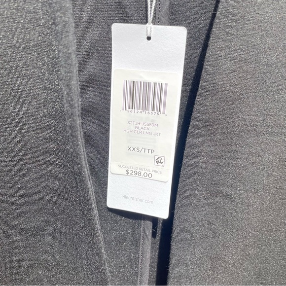 Eileen Fisher High Collar Long Jacket - XXS - NWT - Picture 5 of 6